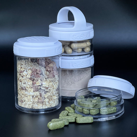 GoStak Portable Stackable Protein Powder Containers Starter 4Pak