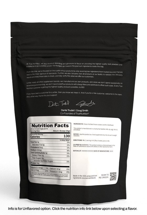Grass-Fed Beef Protein Isolate 1lb - Potent Powder from Beef