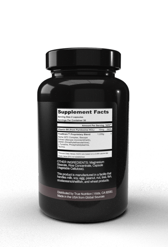 True Brain Supplement TrueBrain Nootropic 631mg Capsules (60 Capsules)